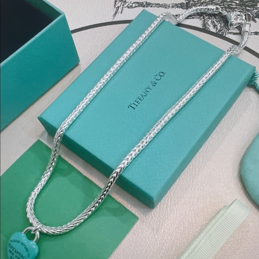 Tiffany & Co. Silver Necklace with Blue Heart Charm